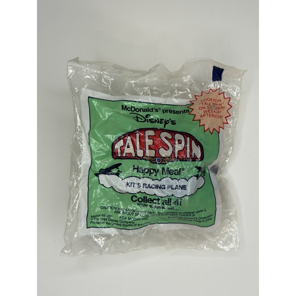1989 McDonalds Happy Meal Disney Tale Spin Kit's Racing Plane Toy - New Sealed